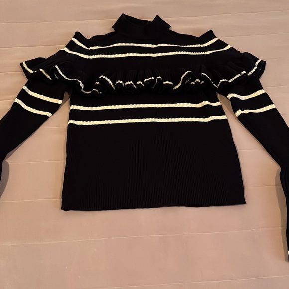 Self portrait cold shoulder sweater with ruffles size L - Picture 2 of 8